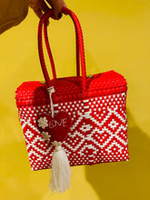 Load image into Gallery viewer, De Mi Corazón Tote Red & White