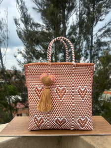 De Mi Corazón Tote White & Copper
