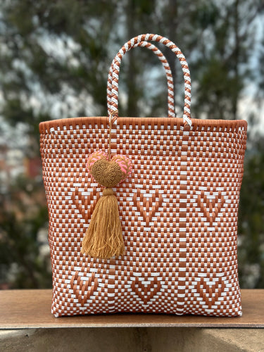 De Mi Corazón Tote White & Copper