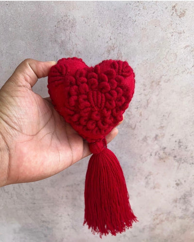 Corazón de Pompón en Rojo
