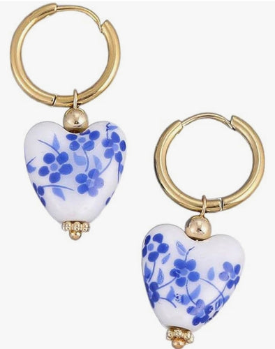 Minlia Heart Shaped Porcelain Earrings