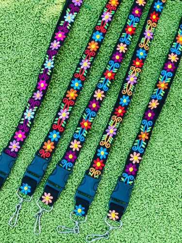 Florecitas Embroidered Lanyard Holder