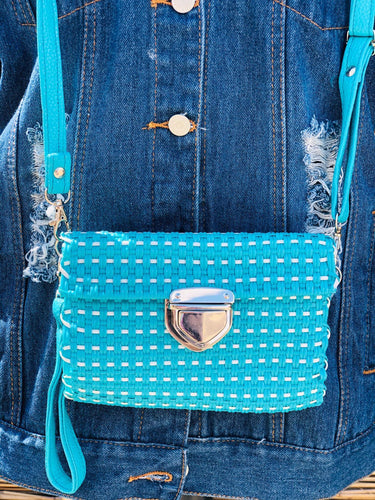 Yali Bag Turquoise and White