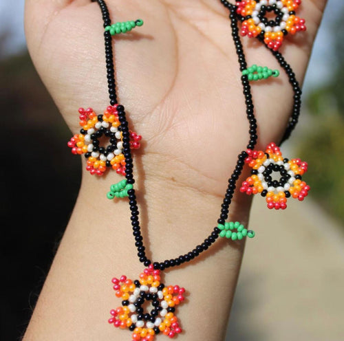 Flor Campanita Huichol Necklace & Earrings Set