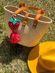 Strawberry Palm Leaf Bag