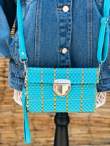 Yali Bag Gold and Turquoise