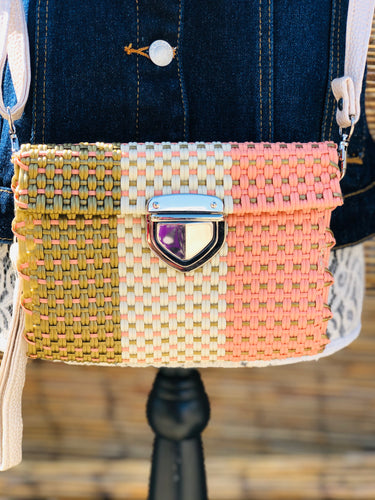 Yali Bag Gold,Cream & Light Pink