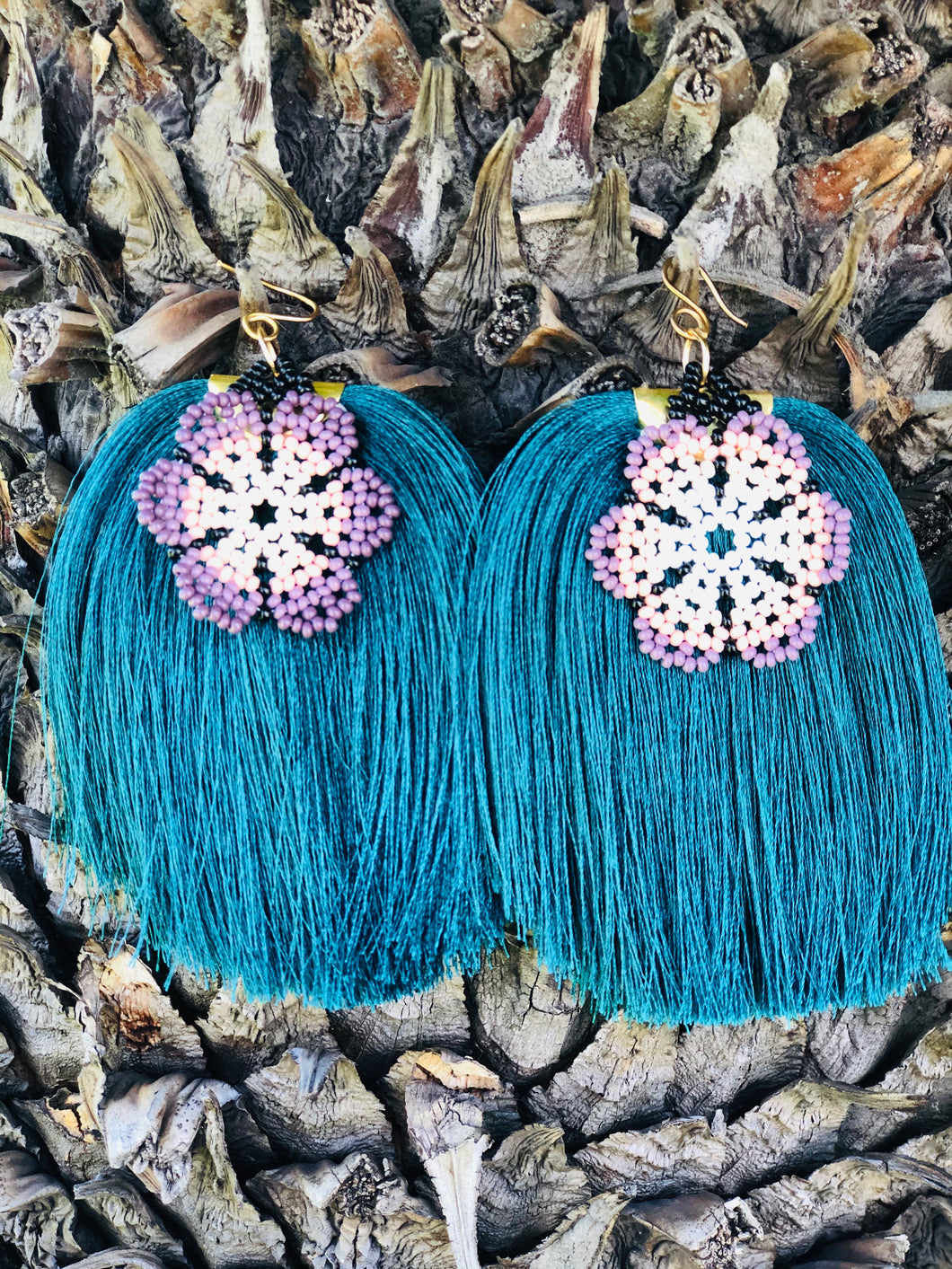 Esmeralda Huichol/ Tassel Earrings
